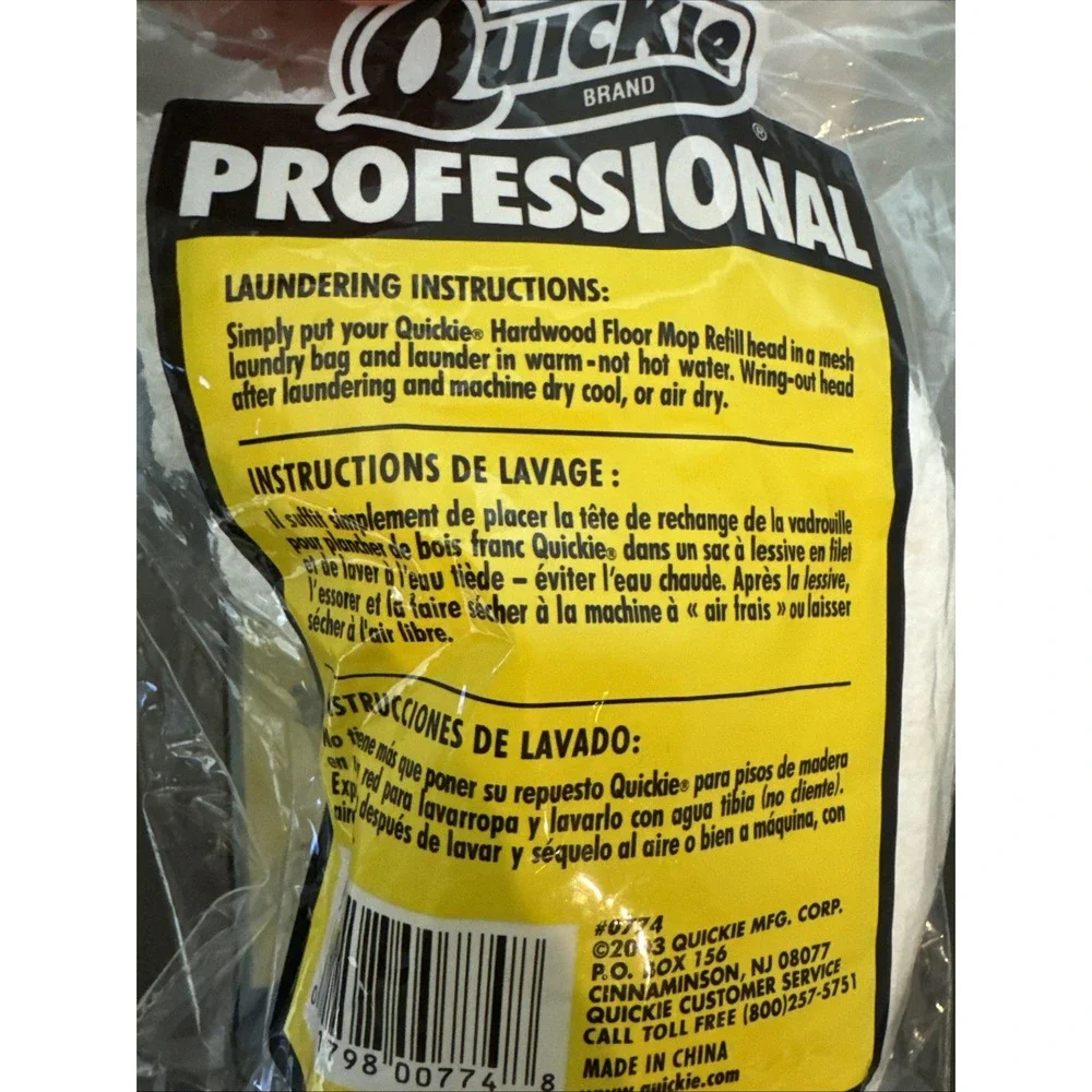 2 PACK Quickie Professional Hardwood Floor Mop Refill Soft Terry Cloth 0774 2003